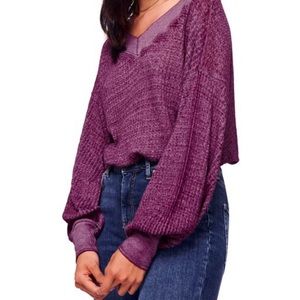 Free People “Southside” burnout purple thermal blouse S